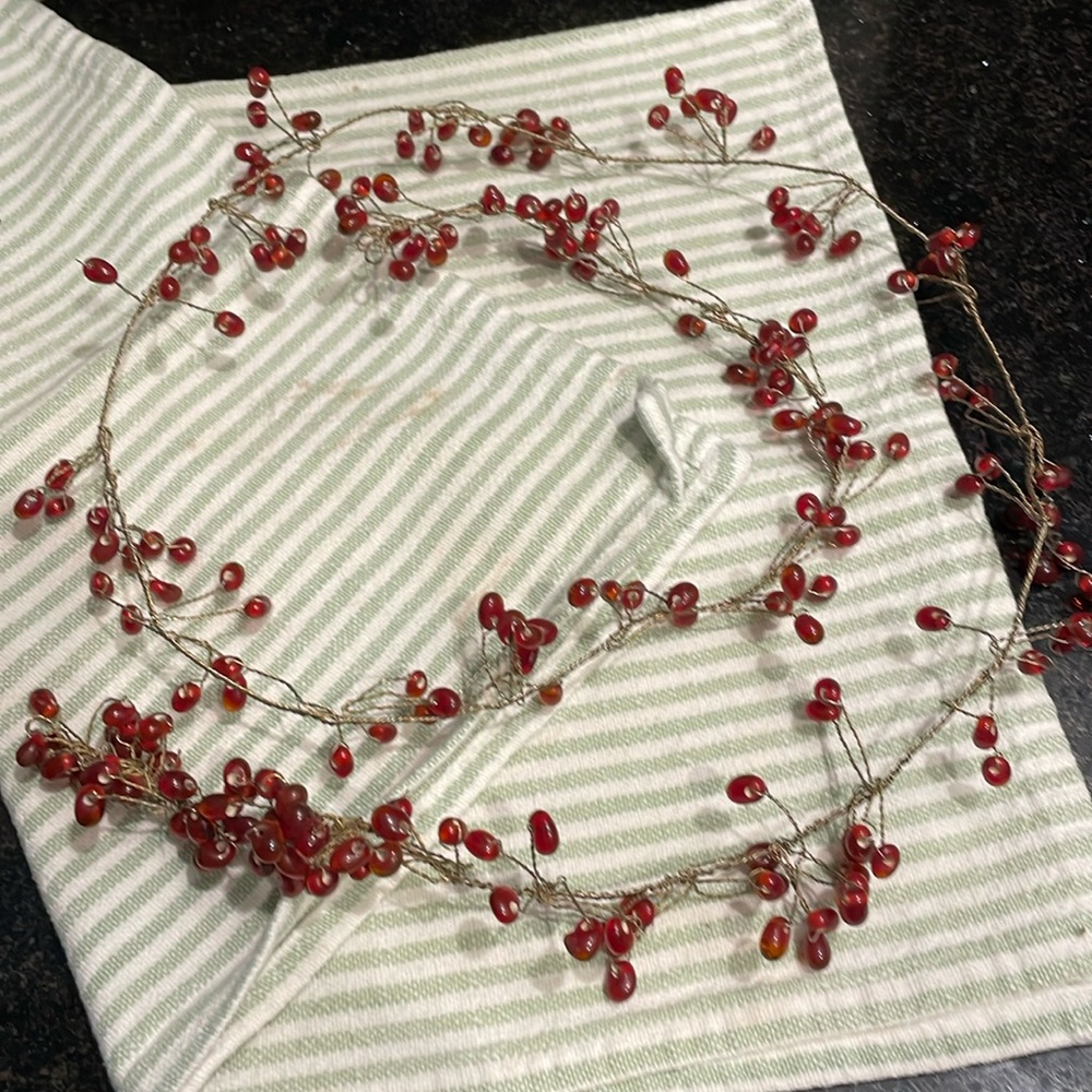 Set of 2 - 4 foot wired flexible red beaded garland for your holiday decor